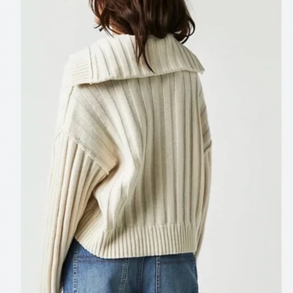 Free People We The Free Rudi Funnel Neck Sweater - Ivory - Picture 3 of 8